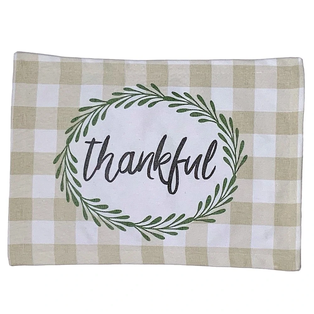 Nantucket Placemats Buffalo Check Quality Cotton Shabby Chic Plaid Neutral Beige